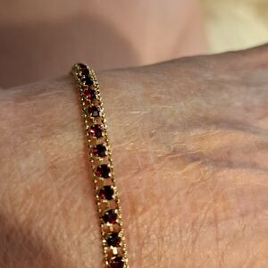 Elegant Gold and Red Gemstone Bracelet